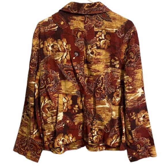 Requirements Women's XL Bohemian Paisley Tapestry Retro Blazer Jacket 2 Button - Picture 8 of 8